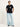 LANIUS Damen Statementshirt Bird aus Bio-Baumwolle in black - Modelansicht